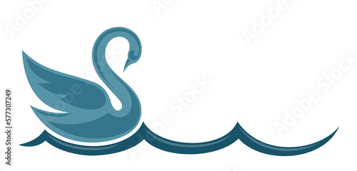 Fototapeta Naklejka Na Ścianę i Meble -  The symbol of blue swan with wave.
