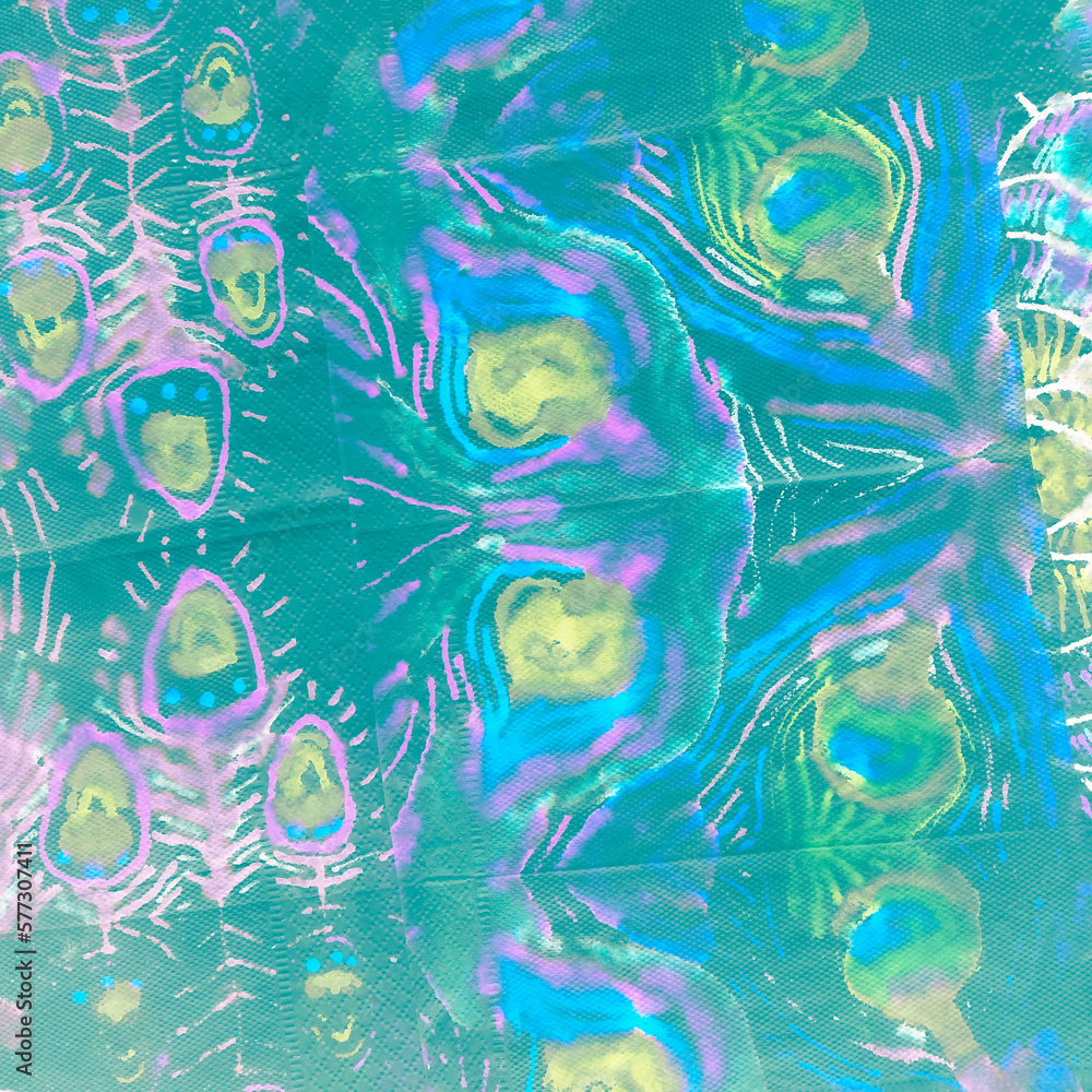 Psychedelic Peacock Girl. Vivid Bird Feathers Psychedelic Peacock Girl. Vivid Bird Feathers