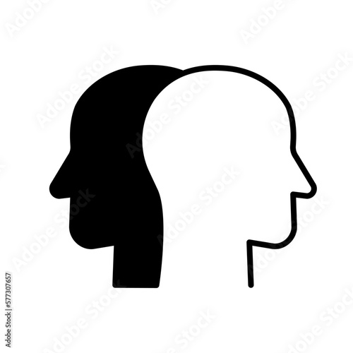 Positive and negative emotions in one person. Psychology, diversity, tolerance and opposites concept.