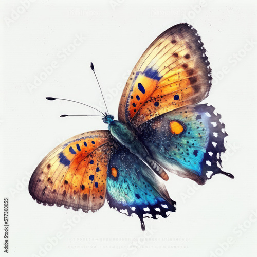 Cute Watercolor Butterfly. Illustration AI Generative