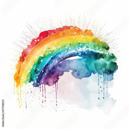 Watercolor Rainbow Illustration AI Generative
