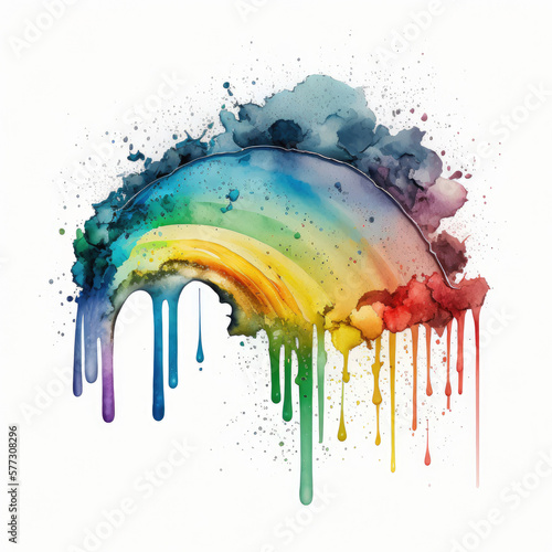 Watercolor Rainbow Illustration AI Generative