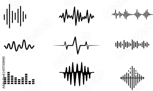 Stampa su tela hand drawn doodle audio wave icon illustration symbol isolated, Part 1