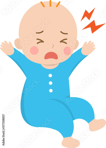 Noisy or screaming baby, disgruntled or angry or sad