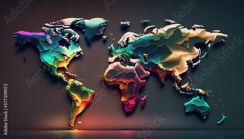 World map in multicolor