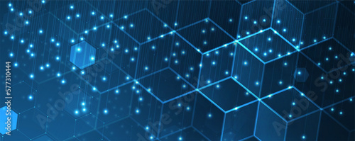 Quantum processing. Deep learning artificial intelligence. Future new technology  for business or science presentation