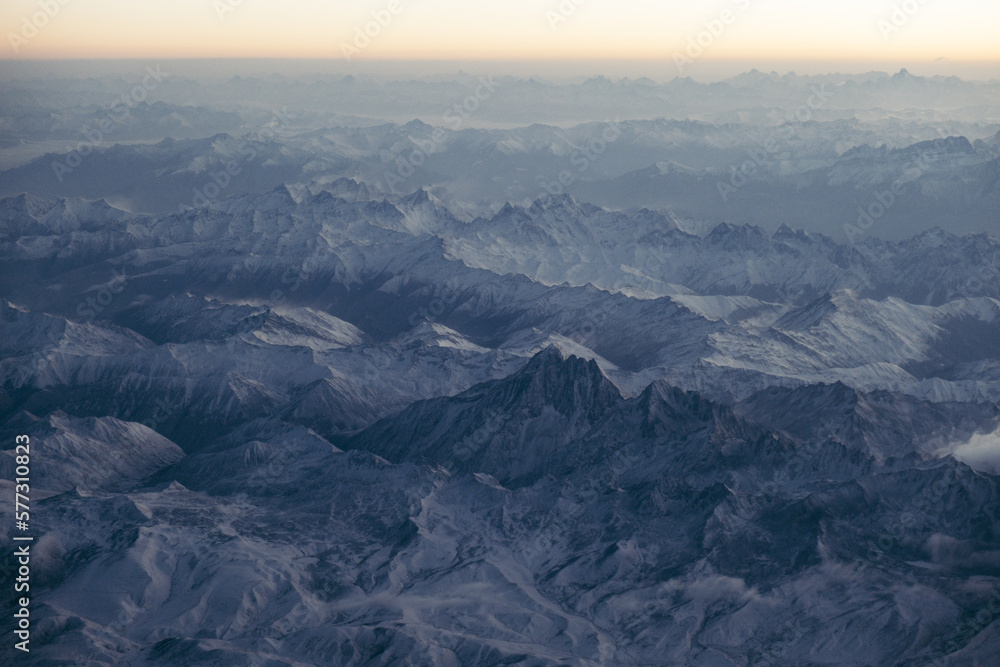 Himalaya Landschaft, aufgenommen aus dem Cockpit