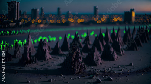 Dark Neon Cityscape - Tilt-Shift Effect (Created using generative AI)