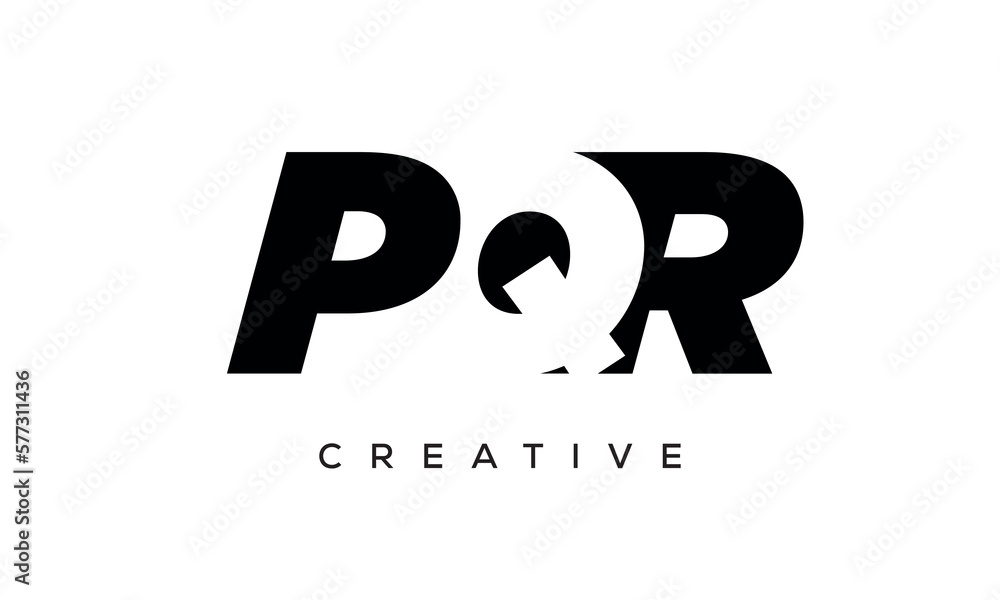 PQR letters negative space logo design. creative typography monogram vector
