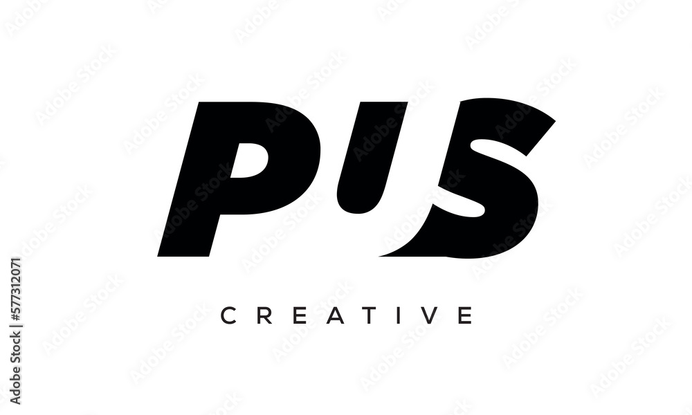 PUS letters negative space logo design. creative typography monogram vector PUS letters negative space logo design. creative typography monogram vector