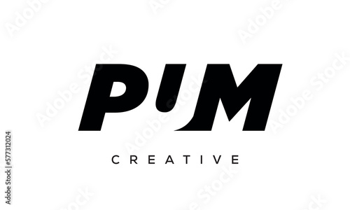 PUM letters negative space logo design. creative typography monogram vector