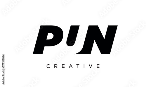PUN letters negative space logo design. creative typography monogram vector