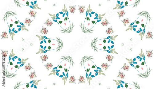Romantic Watercolor Floral Pattern with Green Leaves and Branches on White Background, Seamless Design for Greeting Cards, Wedding Invitations, and More