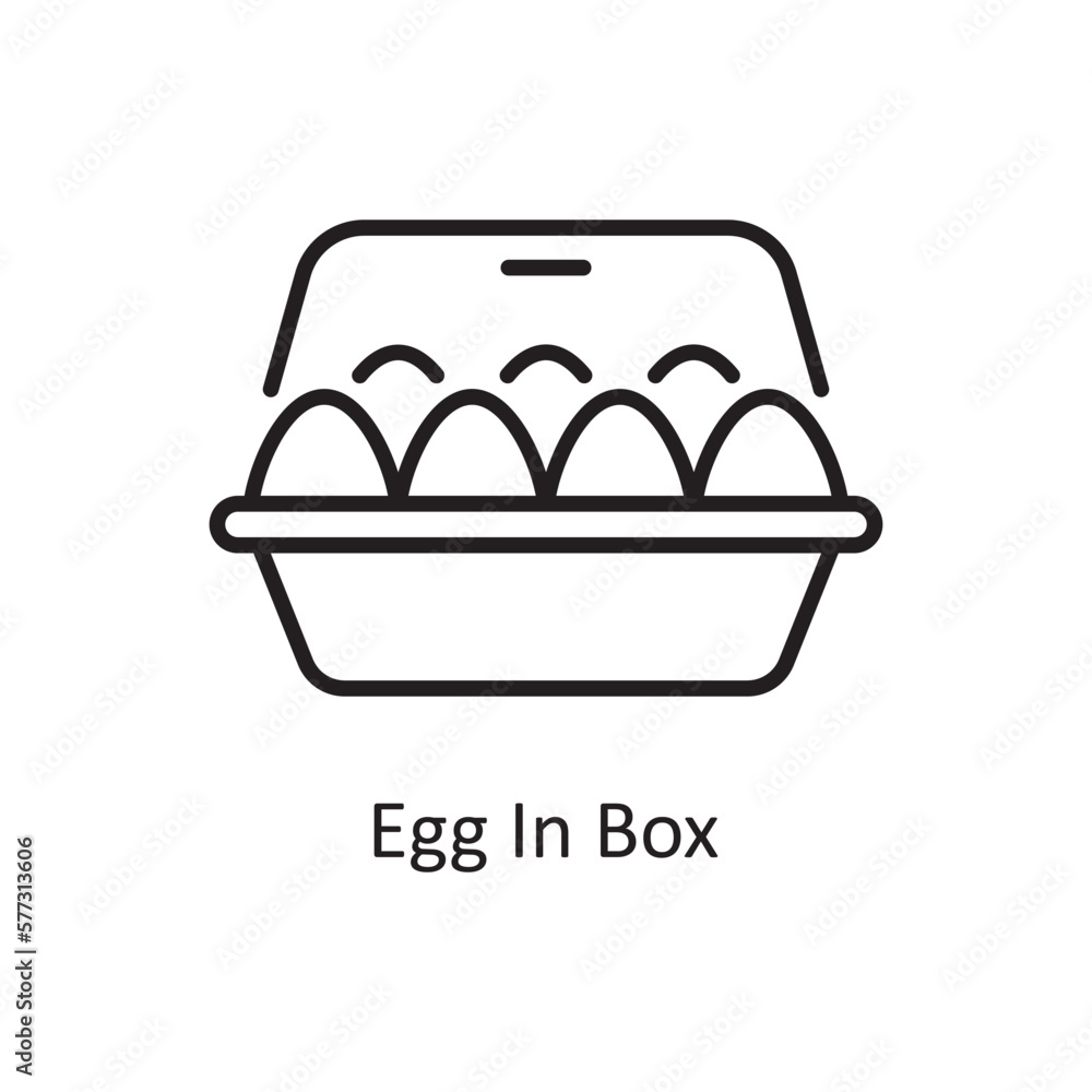 Egg In Box Vector Outline Icon Design illustration. Grocery Symbol on White background EPS 10 File Egg In Box Vector Outline Icon Design illustration. Grocery Symbol on White background EPS 10 File