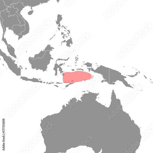 Banda Sea on the world map. Vector illustration.