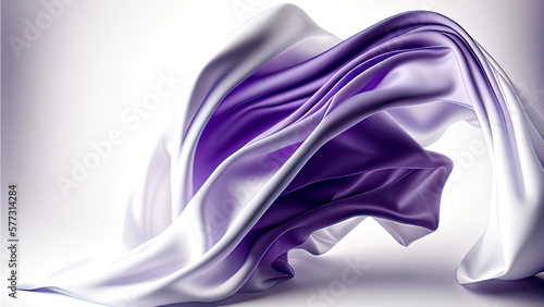 Pastel Purple And White Realistic Silk or Satin Fabric Background.