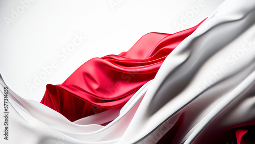 Red And White Elegant Satin Fabric Background.