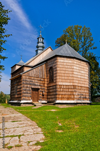 Wooden church of St. Paraskew in Stefkowa, Subcarpathian Voivodeship, Poland photo