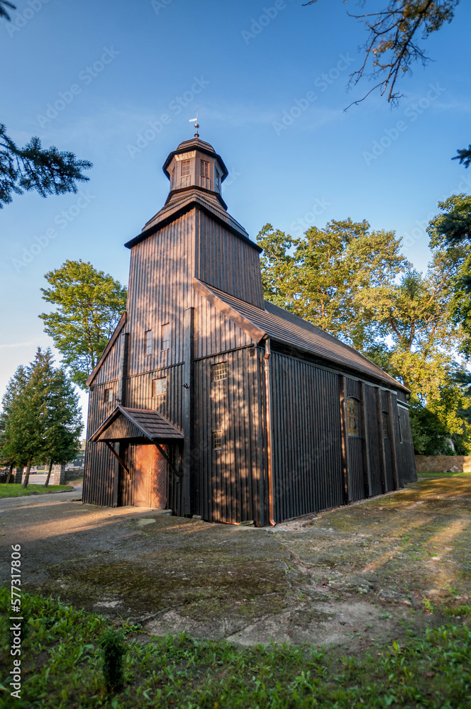 Fototapeta premium Wooden church of St. Marcin Bishop in Stara Wisniewka, Greater Poland Voivodeship, Poland