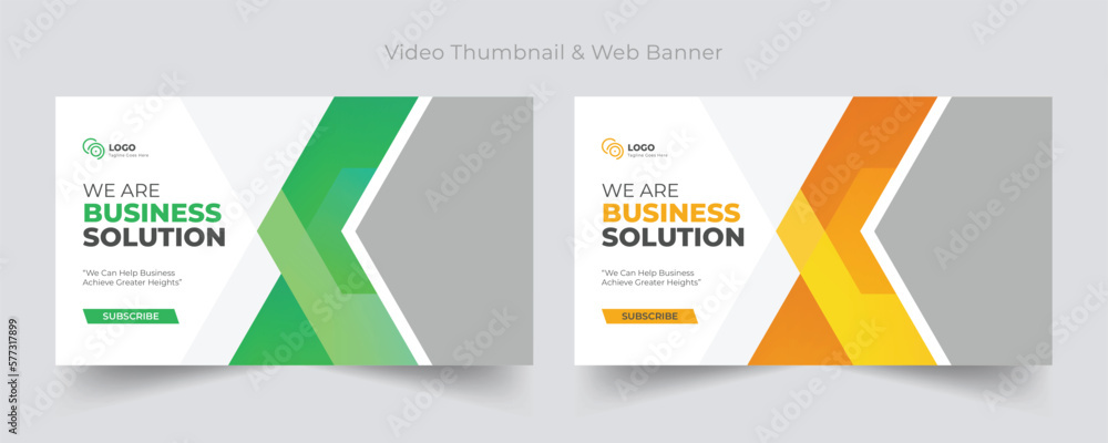 Corporate business Youtube video thumbnail and web banner template, Video thumbnail design template.