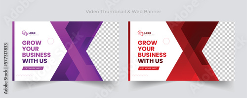 Business promotion Youtube video thumbnail and web banner template, Video thumbnail, web banner.