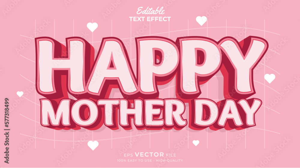 Editable text effect Happy Mother's Day template style premium vector