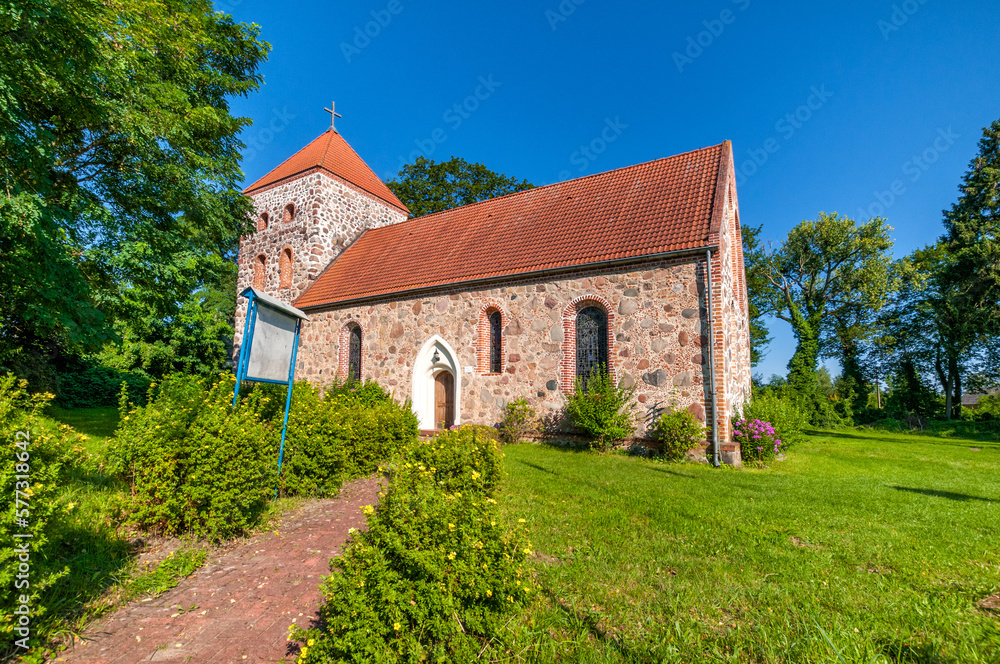 Fototapeta premium Church of St. Krzysztof in Steklno, West Pomeranian Voivodeship, Poland