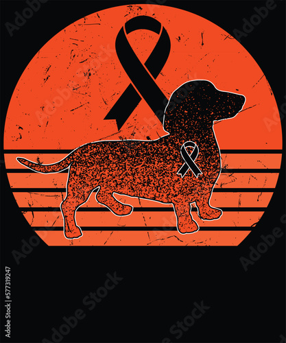 Dachshund Dog multiple sclerosis awareness T-Shirt design.