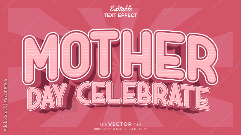 Editable text effect Happy Mother's Day template style premium vector