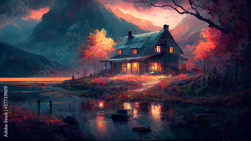 Obraz na plátně Midnight fantasy landscape