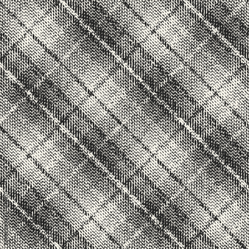 Monochrome Irregularly Woven Textured Checked Pattern