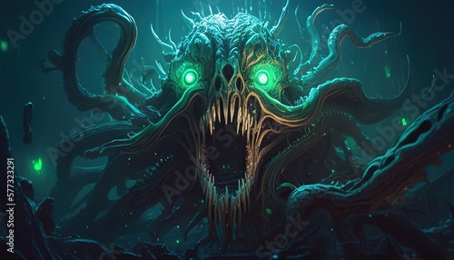 monster tentacles digital art illustration