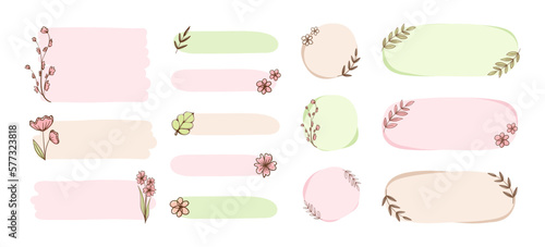 Aesthetic boho floral frame collection. Cute pastel border for card design, wedding, digital print, scrapbook, teacher elements, postcard, poster and more.