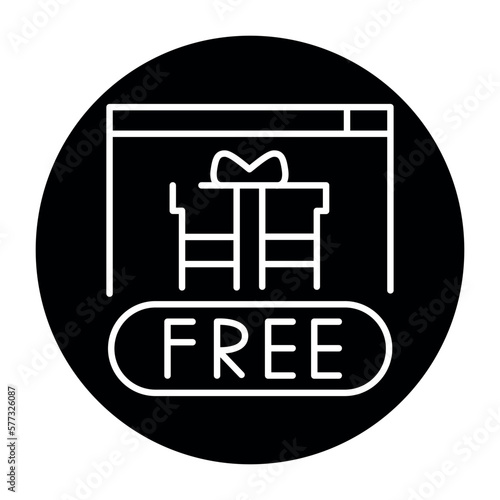 Streaming free present line icon. Online promotion