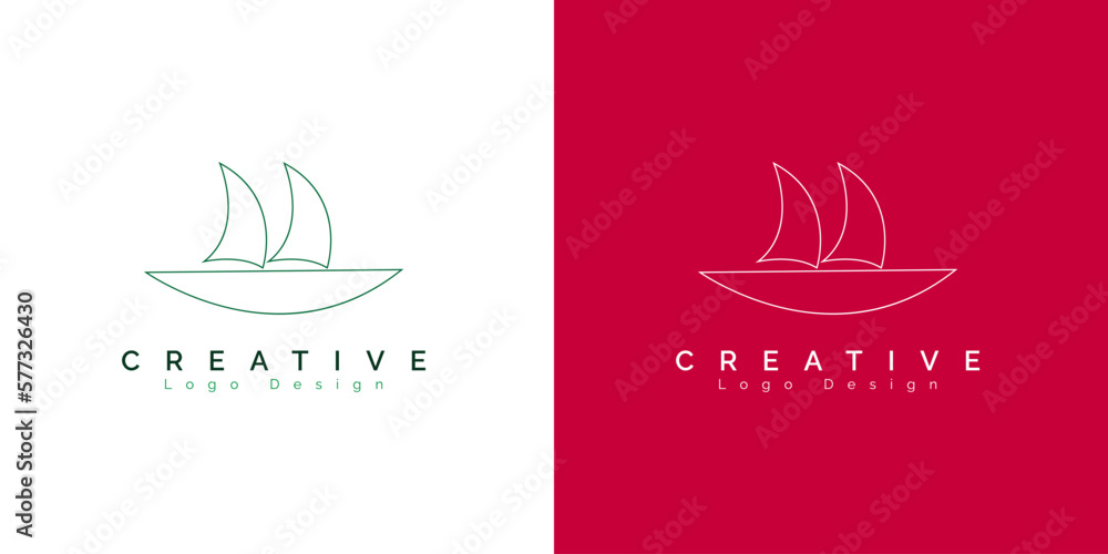 Creative Sailboat Logo Design. Isolated Shape on Double Background. Can Be Used For Business,Logo And Brand.Flat Vector Logo