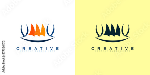 Colorful Sailboat Symbol Design.with double Background. can be used for business,sports,logo and Branding.