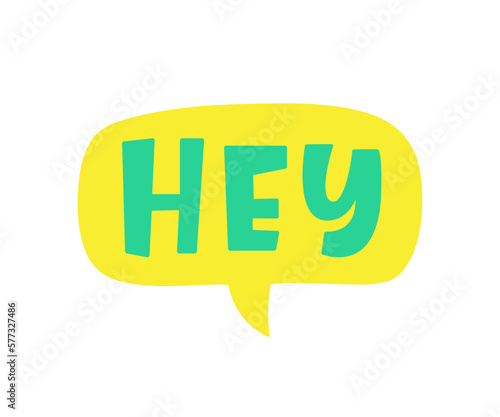 Hey Comic Chat Sticker with handwritten short phrase expression
