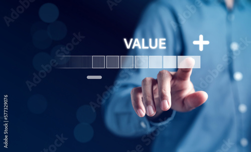 Photography Businessman with value virtual download progress and profit to benefit growth an