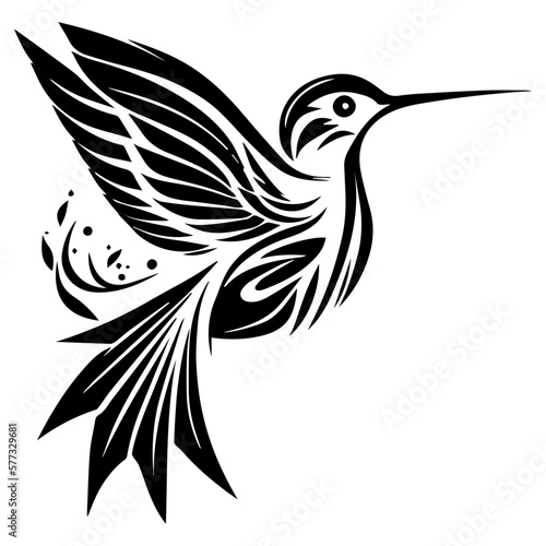 Illustration vector graphic of hummingbird icon. Tribal hummingbird image. Black and white color. Simple flat image