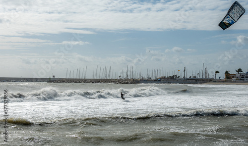 kite surfing on the beach