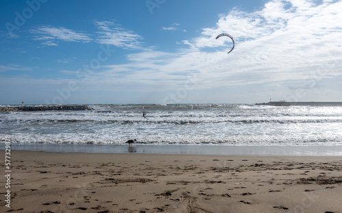 kite surfing on the beach