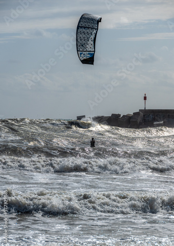 kite surfing on the beach