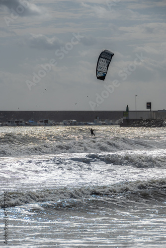 kite surfing on the beach