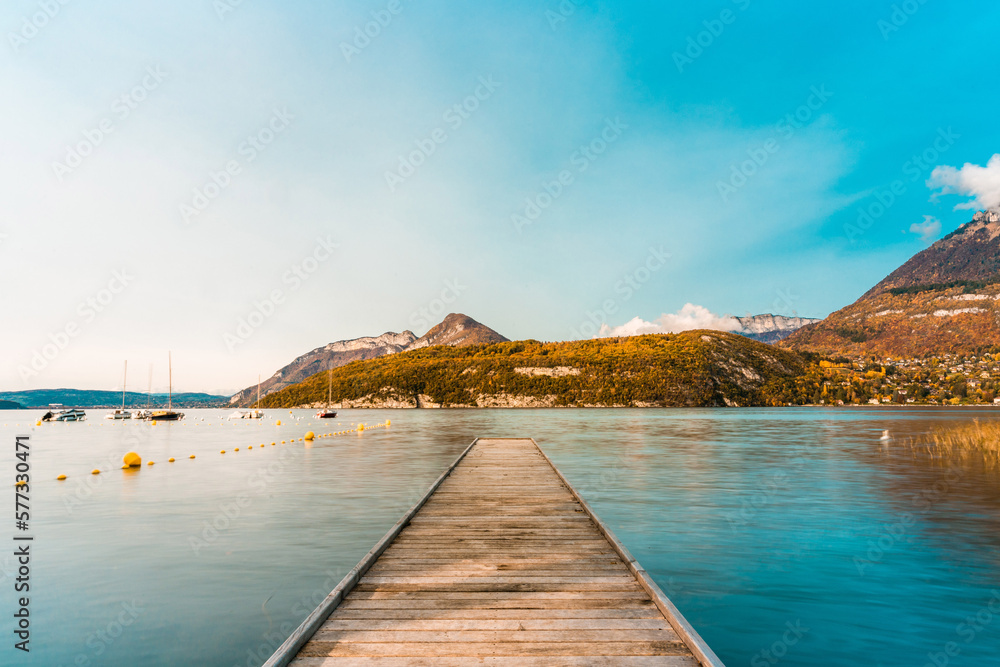 Lac d'Annecy, pose longue, Haute Savoie, Alpes Lac d'Annecy, pose longue, Haute Savoie, Alpes