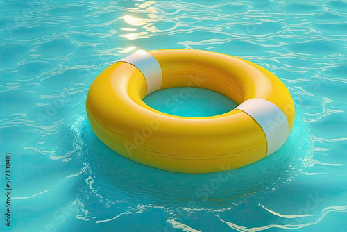 Yellow Pool Ring Float. Illustration AI Generative