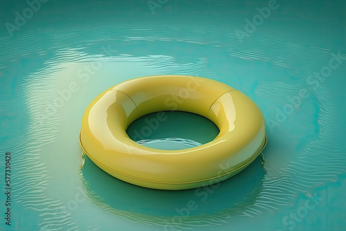 Yellow Pool Ring Float. Illustration AI Generative