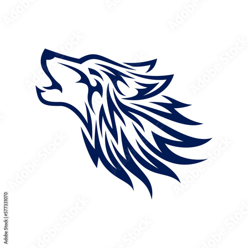 sketch of a tribal wolf tattoo. vector drawing wolf head made with patterns. wolf logo