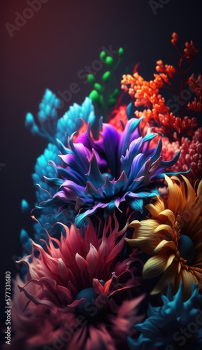 Beautiful colourful floral background texture , made with generative ai © alesta