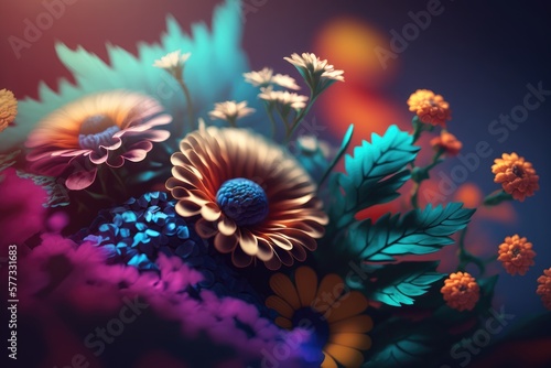 Beautiful colourful floral background texture   made with generative ai