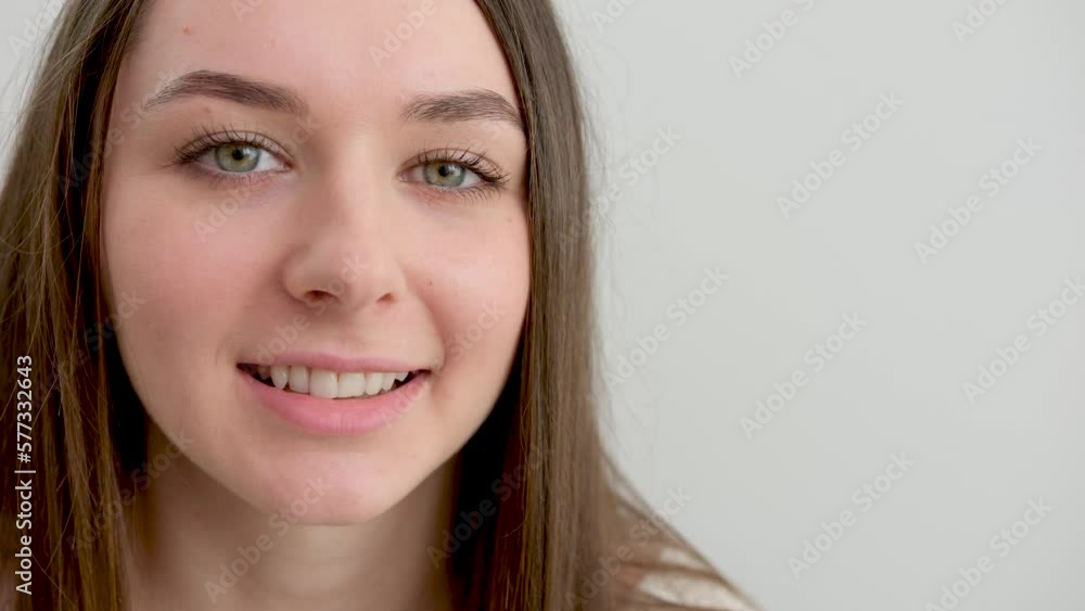 Close up of Woman Face, Girl opening her Beautiful blue Eyes, Attractive Ginger. Natural Beauty with Freckles. Gorgeous woman with long Eyelashes Attractive Appearance. Slow motion Close up of Woman Face, Girl opening her Beautiful blue Eyes, Attractive Ginger. Natural Beauty with Freckles. Gorgeous woman with long Eyelashes Attractive Appearance. Slow motion